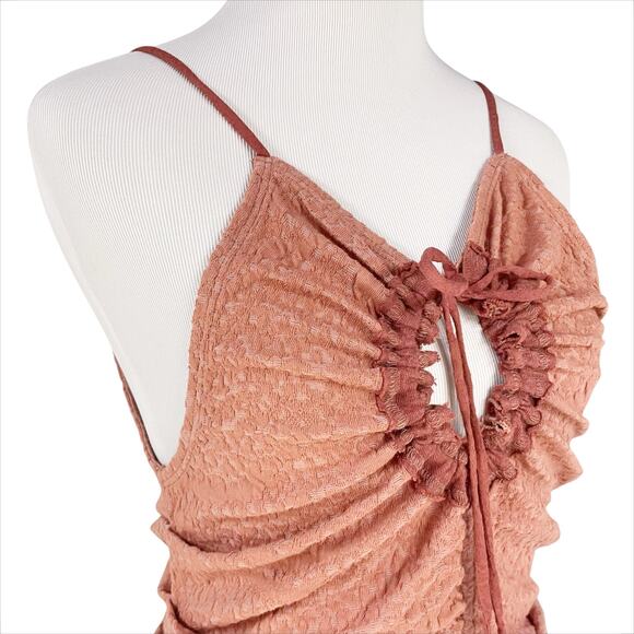 FREE PEOPLE NWT Love Her Keyhole Ruched Tank in Summer Sparrow Size S - Picture 4 of 9